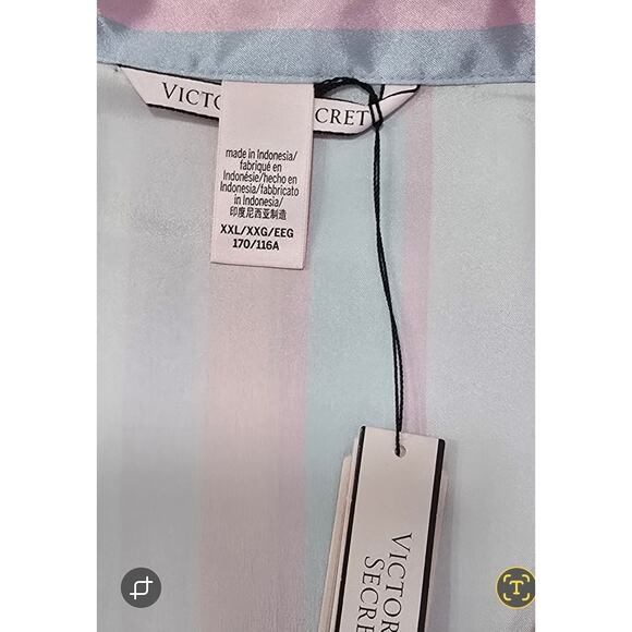 Victorias Secret Satin Pajama Set Pink Striped Button top Shorts Sleepwear XXL - Picture 12 of 13